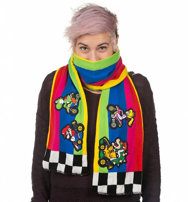 Nintendo Super Mario Kart Rainbow Track Knitted Scarf Nintendo Super Mario Kart Rainbow Track Knitted Scarf