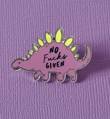 No F**** Given Stegosaurus Dinosaur Enamel Pin from Punky Pins No F**** Given Stegosaurus Dinosaur Enamel Pin from Punky Pins