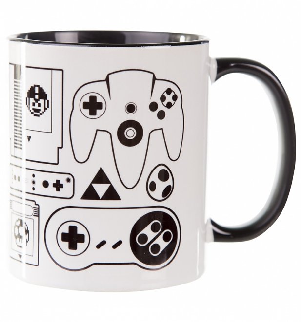 Old School Retro Gamer Black Handle Mug Old School Retro Gamer Black Handle Mug