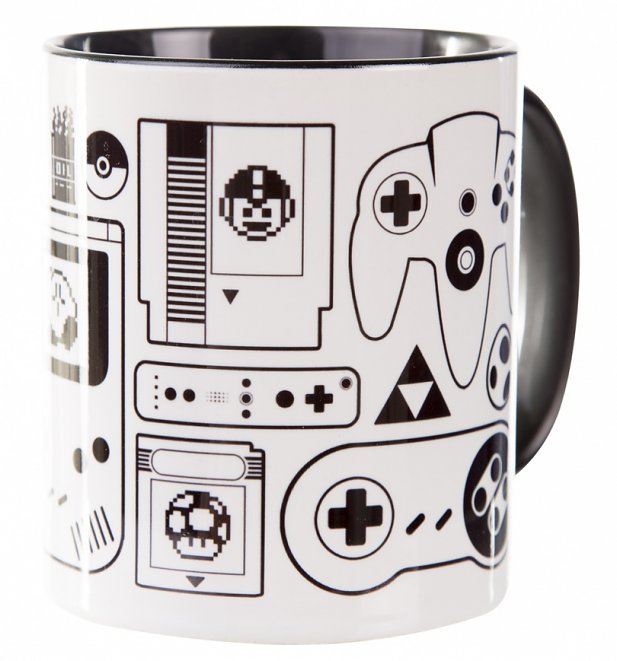 Old School Retro Gamer Black Handle Mug Old School Retro Gamer Black Handle Mug