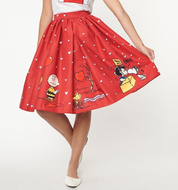 Peanuts Valentines Swing Skirt from Unique Vintage