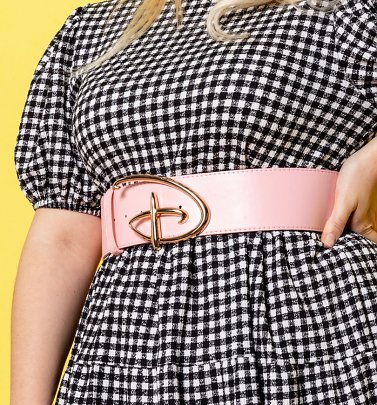 Pink Disney Belt With Rose Gold D Signature Buckle