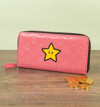 Pink PVC Nintendo Super Mario Brothers Star Zip Up Wallet Pink PVC Nintendo Super Mario Brothers Star Zip Up Wallet