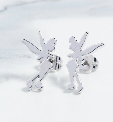 Platinum Plated Tinker Bell Silhouette Stud Earrings Platinum Plated Tinker Bell Silhouette Stud Earrings