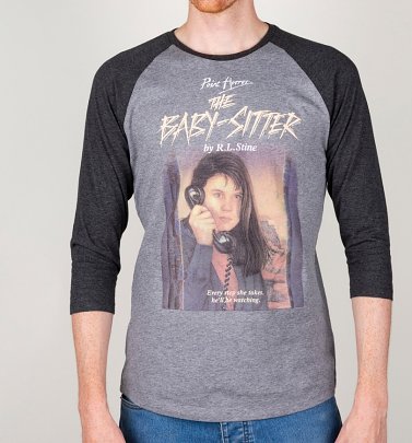Point Horror The Babysitter Heather Grey and Dark Grey Raglan Baseball T-Shirt Point Horror The Babysitter Heather Grey and Dark Grey Raglan Baseball T-Shirt