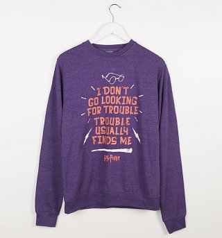 Purple Marl Harry Potter Looking For Trouble Sweater Purple Marl Harry Potter Looking For Trouble Sweater