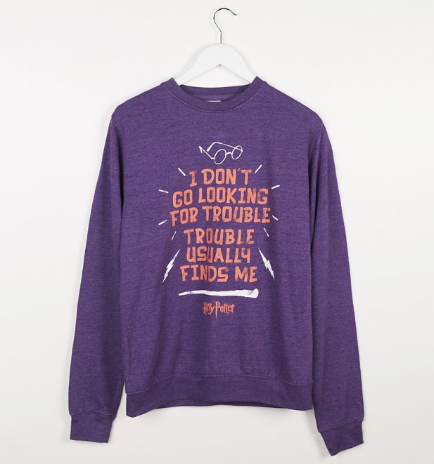Purple Marl Harry Potter Looking For Trouble Sweater Purple Marl Harry Potter Looking For Trouble Sweater