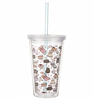 Pusheen Drinks Cup With Straw Pusheen Drinks Cup With Straw