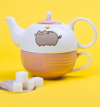 Pusheen Gold Leaf Tea For One Set Pusheen Gold Leaf Tea For One Set