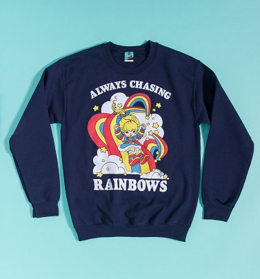 Rainbow Brite Always Chasing Rainbows Navy Sweater