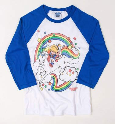 Rainbow Brite Clouds White And Blue Raglan Baseball T-Shirt