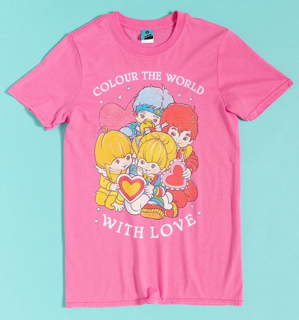 AWAITING APPROVAL PPS SENT 1/12 Rainbow Brite Colour The World With Love Pink T-Shirt