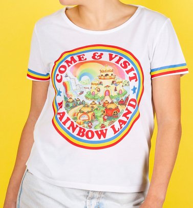Rainbow Brite Come And Visit Rainbow Land Dipped Hem T-Shirt Rainbow Brite Come And Visit Rainbow Land Dipped Hem T-Shirt