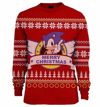 Red Knitted Sonic The Hedgehog Fair Isle Christmas Jumper Red Knitted Sonic The Hedgehog Fair Isle Christmas Jumper