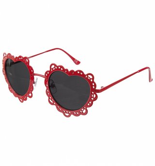 Red Metal Filigree Heart Shaped Sunglasses from Jeepers Peepers Red Metal Filigree Heart Shaped Sunglasses from Jeepers Peepers