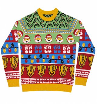 Retro Holly And Turkey Knitted Jumper from Cheesy Christmas Jumpers Retro Holly And Turkey Knitted Jumper from Cheesy Christmas Jumpers