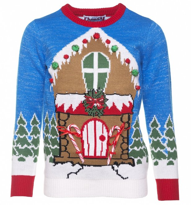 Retro Light Up Gingerbread House Christmas Jumper With Pom Poms from ...