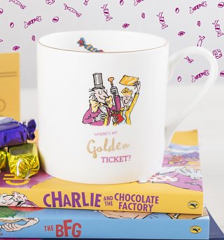 Roald Dahl Charlie And The Chocolate Factory Golden Ticket Large Boxed China Mug Roald Dahl Charlie And The Chocolate Factory Golden Ticket Large Boxed China Mug