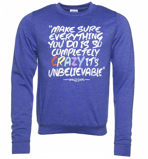 Roald Dahl Matilda Completely Crazy Heather Royal Sweater Roald Dahl Matilda Completely Crazy Heather Royal Sweater