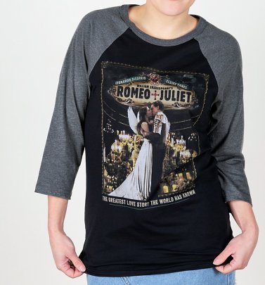 Romeo And Juliet Kiss Black And Grey Raglan Baseball Shirt Romeo And Juliet Kiss Black And Grey Raglan Baseball Shirt