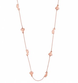 Rose Gold Plated Alice In Wonderland Hearts Charms Necklace from Disney Couture Rose Gold Plated Alice In Wonderland Hearts Charms Necklace from Disney Couture