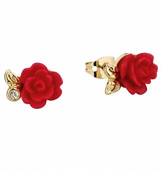 Gold Plated Beauty & The Beast Enchanted Rose Stud Earrings from Disney Couture Gold Plated Beauty & The Beast Enchanted Rose Stud Earrings from Disney Couture