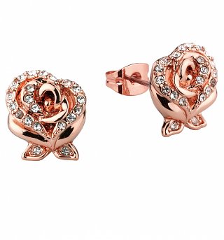 Rose Gold Plated Beauty & The Beast Enchanted Rose Crystal Stud Earrings from Disney by Couture Kingdom Rose Gold Plated Beauty & The Beast Enchanted Rose Crystal Stud Earrings from Disney by Couture Kingdom