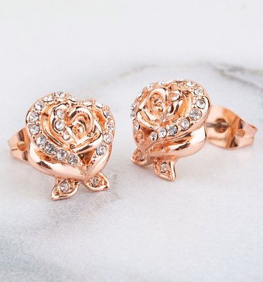 Rose Gold Plated Beauty & The Beast Enchanted Rose Crystal Stud Earrings Rose Gold Plated Beauty & The Beast Enchanted Rose Crystal Stud Earrings