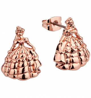 Rose Gold Plated Beauty & The Beast Princess Belle Stud Earrings from Disney Couture Rose Gold Plated Beauty & The Beast Princess Belle Stud Earrings from Disney Couture