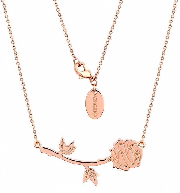 Rose Gold Plated Beauty & The Beast Rose Necklace from Disney Couture Rose Gold Plated Beauty & The Beast Rose Necklace from Disney Couture