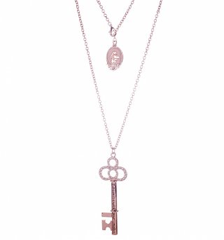 Rose Gold Plated Cinderella Dream Is A Wish Pave Statement Key Necklace from Disney Couture Rose Gold Plated Cinderella Dream Is A Wish Pave Statement Key Necklace from Disney Couture