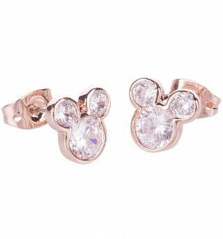 Rose Gold Plated Mickey Mouse Pave Stud Earrings Rose Gold Plated Mickey Mouse Pave Stud Earrings