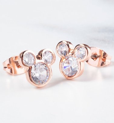 Rose Gold Plated Mickey Mouse Pave Stud Earrings Rose Gold Plated Mickey Mouse Pave Stud Earrings