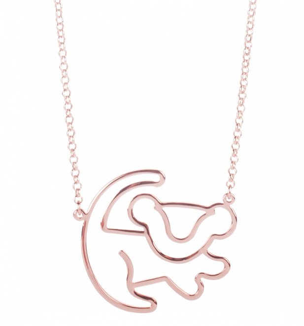 Rose Gold Plated Simba Outline Lion King Necklace from Disney by Couture Kingdom Rose Gold Plated Simba Outline Lion King Necklace from Disney by Couture Kingdom