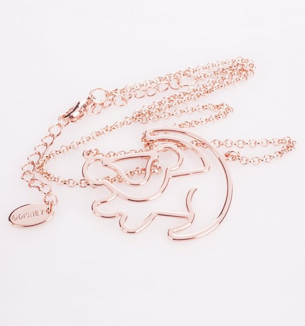 Rose Gold Plated Simba Outline Lion King Necklace from Disney by Couture Kingdom Rose Gold Plated Simba Outline Lion King Necklace from Disney by Couture Kingdom