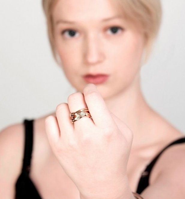Rose Gold Plated Three Piece Tinker Bell Interlocking Rings from Disney Couture Rose Gold Plated Three Piece Tinker Bell Interlocking Rings from Disney Couture