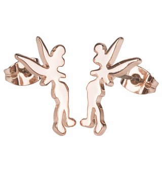 Rose Gold Plated Tinker Bell Silhouette Stud Earrings from Disney Couture Rose Gold Plated Tinker Bell Silhouette Stud Earrings from Disney Couture