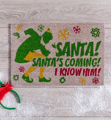 Santa's Coming Elf Door Mat Santa's Coming Elf Door Mat