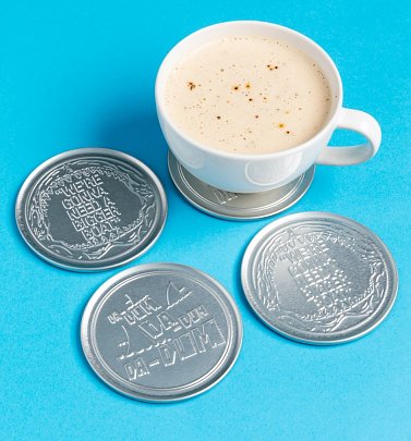 Set of Four Jaws Metal Embossed Coasters Set of Four Jaws Metal Embossed Coasters