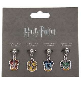 Silver Plated Harry Potter Set Of 4 Crest Slider Charms Silver Plated Harry Potter Set Of 4 Crest Slider Charms