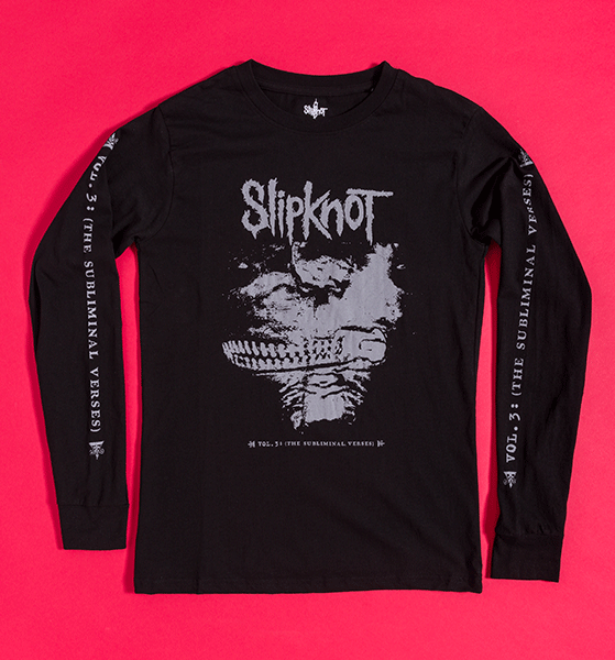 Slipknot Vol. 3: (The Subliminal Verses) Black Long Sleeve T-Shirt with Sleeve and Back Print