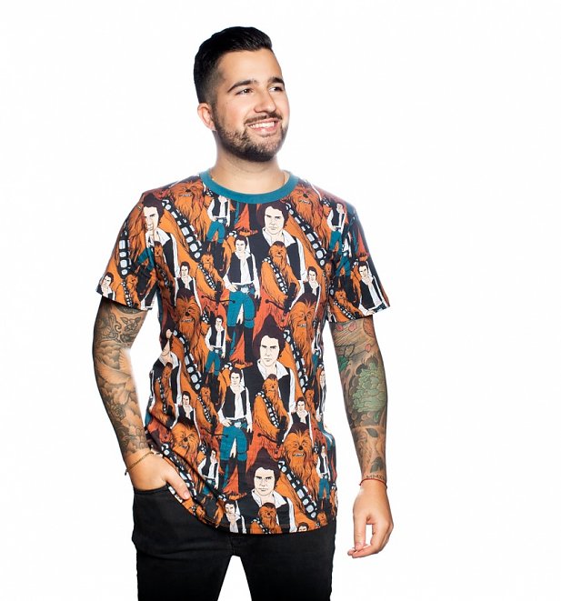 Star Wars Han Solo And Chewbacca All Over Print T-Shirt from Cakeworthy Star Wars Han Solo And Chewbacca All Over Print T-Shirt from Cakeworthy