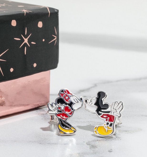 Sterling Silver Disney Mickey and Minnie Mouse Mismatched Stud Earrings