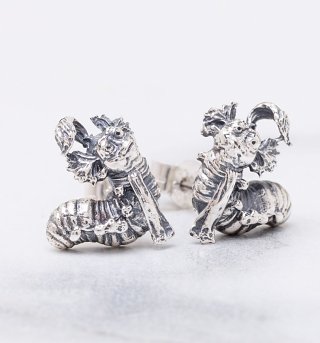 Sterling Silver Labyrinth Worm Stud Earrings Sterling Silver Labyrinth Worm Stud Earrings
