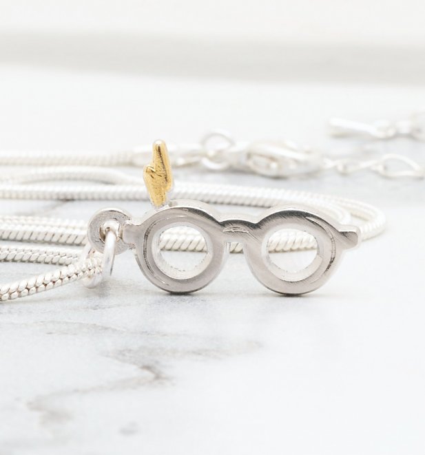 Sterling Silver Plated Harry Potter Lightning Bolt with Glasses Necklace Sterling Silver Plated Harry Potter Lightning Bolt with Glasses Necklace