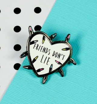 Stranger Things Inspired Friends Don't Lie Enamel Pin from Punky Pins Stranger Things Inspired Friends Don't Lie Enamel Pin from Punky Pins
