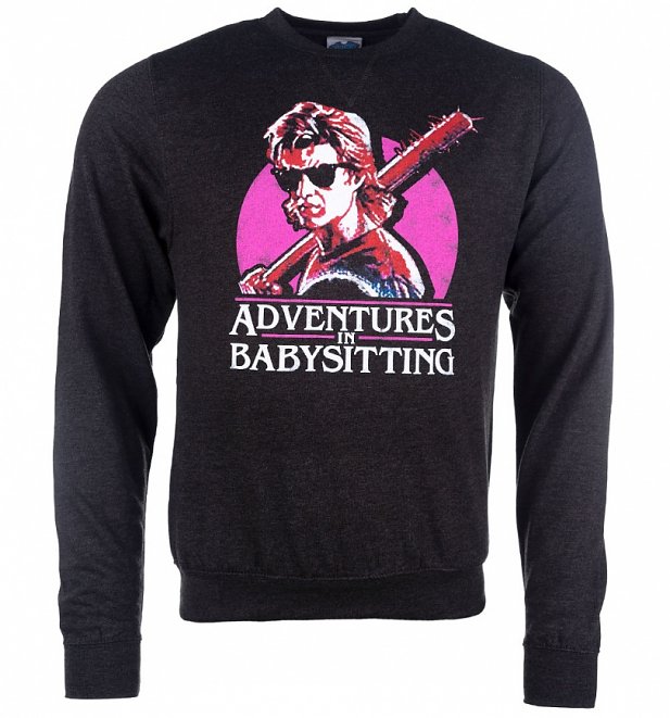 Stranger Things Inspired Steve Adventures In Babysitting Black Heather Sweater Stranger Things Inspired Steve Adventures In Babysitting Black Heather Sweater