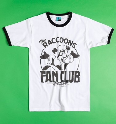 The Raccoons Fan Club White And Black Ringer T-Shirt The Raccoons Fan Club White And Black Ringer T-Shirt