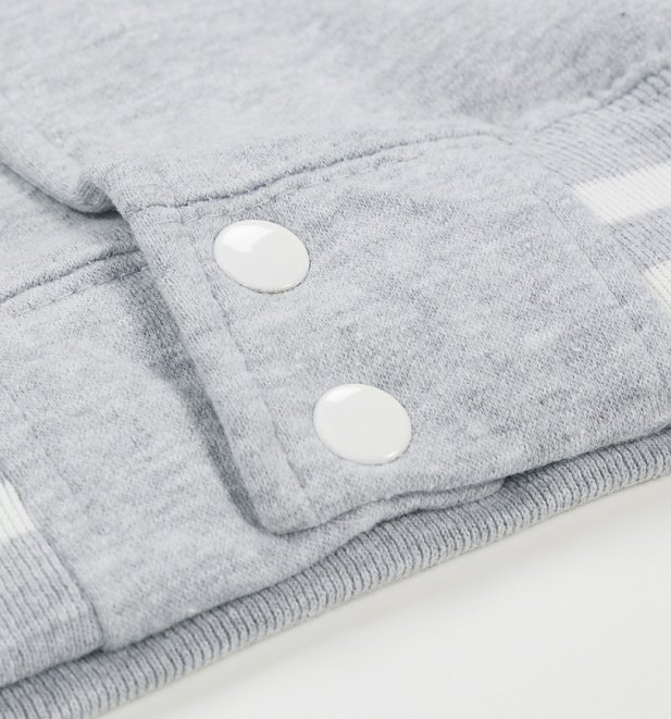 The Raccoons Run With Us Badge Grey and White Varsity Jacket The Raccoons Run With Us Badge Grey and White Varsity Jacket