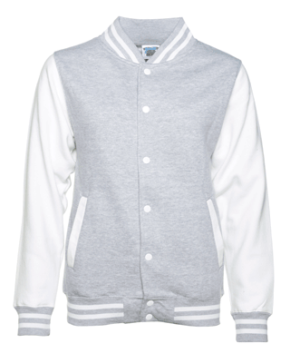 The Raccoons Run With Us Badge Grey and White Varsity Jacket The Raccoons Run With Us Badge Grey and White Varsity Jacket